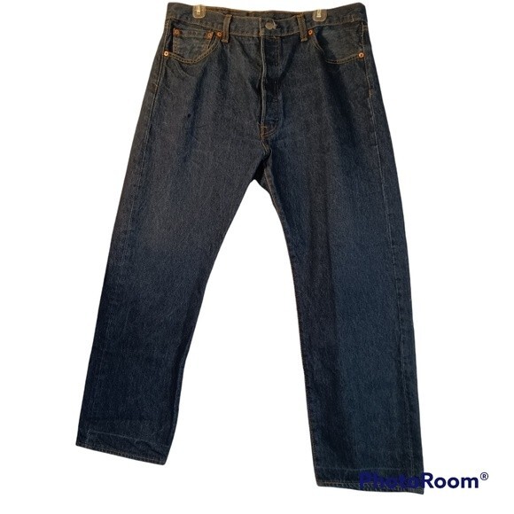 Levi's 501 Mens Button Fly Dark Wash Jeans sz 38/30 - Picture 1 of 12